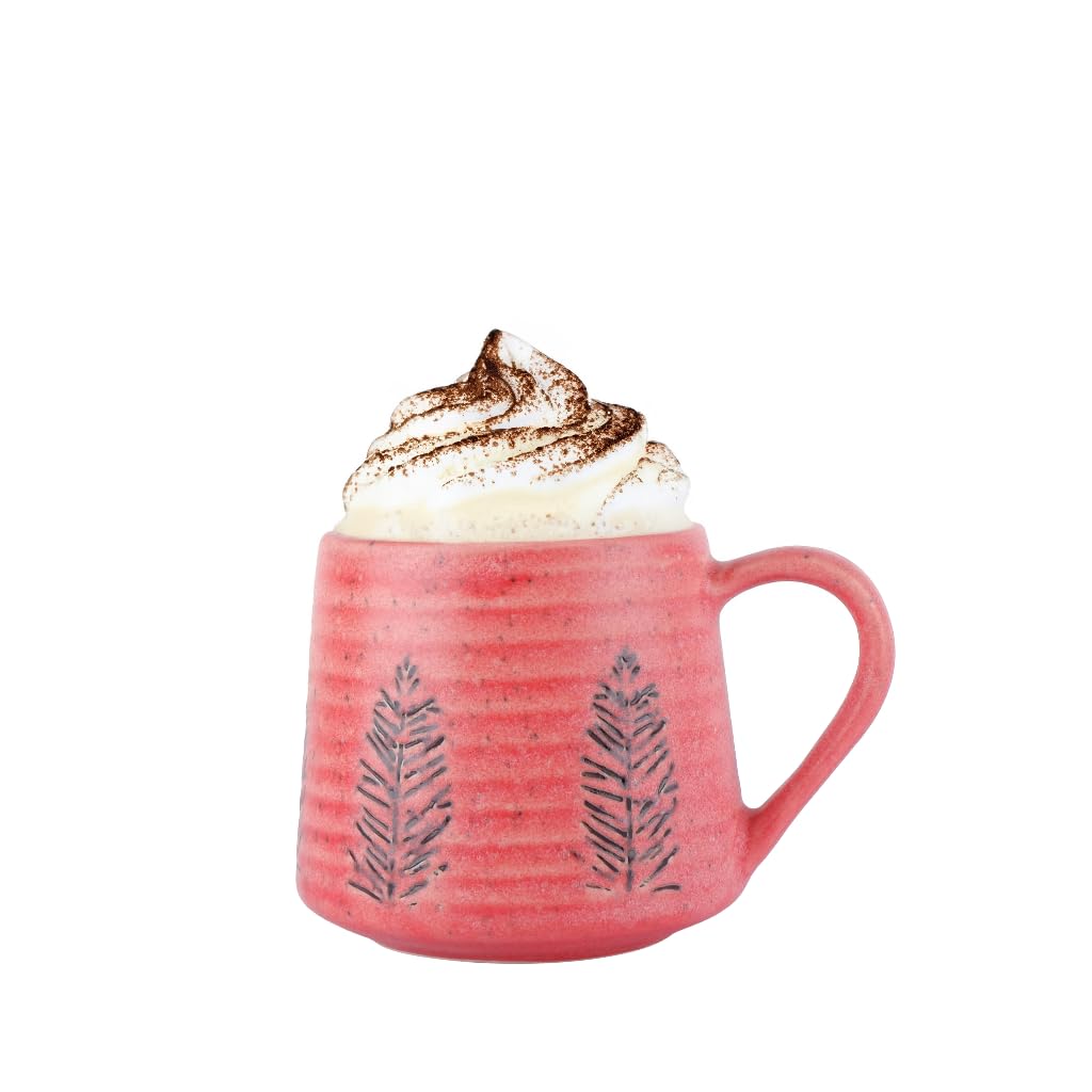 Exotic Elements Premium Handcrafted Stoneware Ceramic Coffee Mug | Perfect for Tea, Coffee, Cappuccino, Latte | 400ML (Flaming Pink)