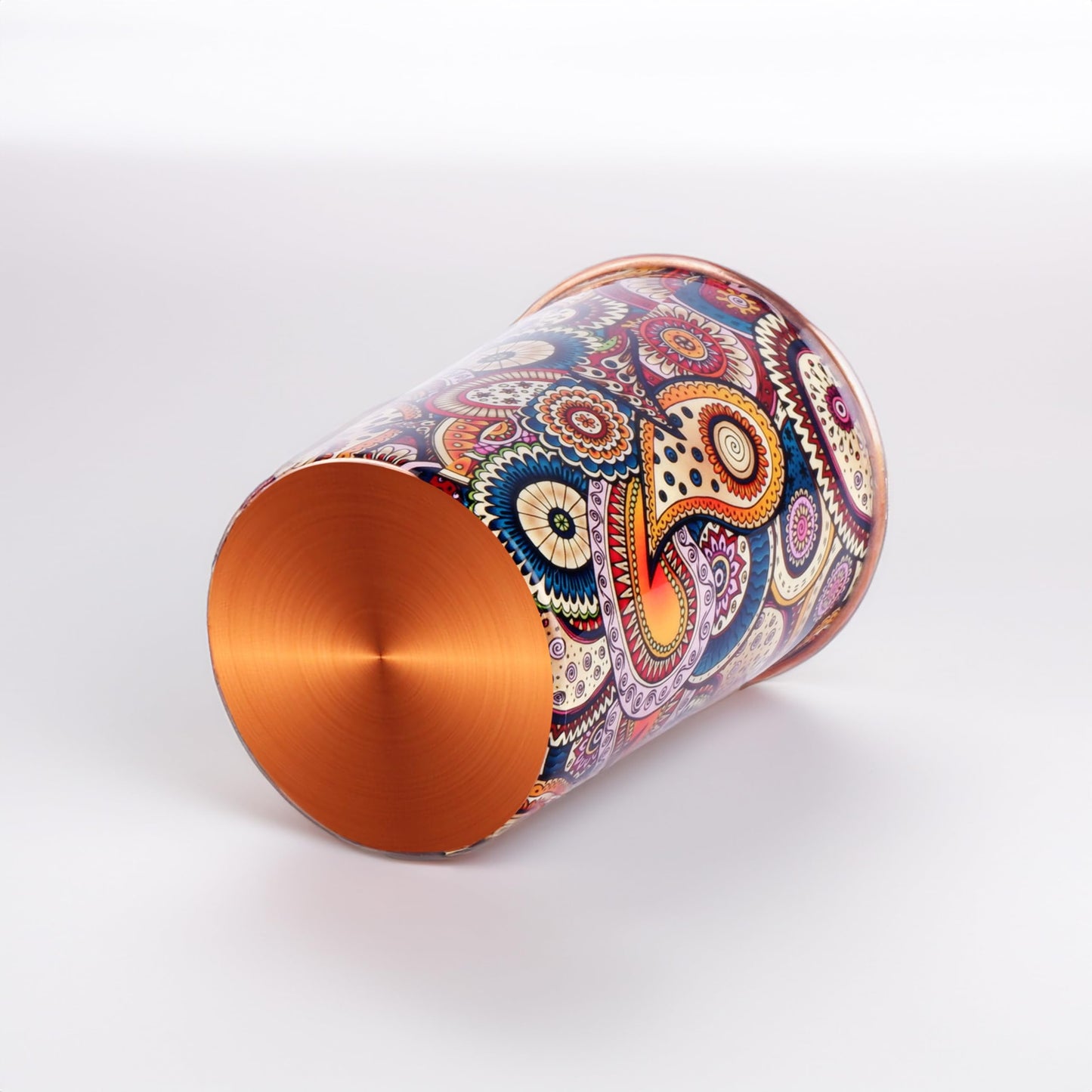 Exotic Elements Mīnākārī Art Designer Copper Tumblers | Immunity Booster, Protects Liver | Set of 2, 300ML each (Paisley Cream)