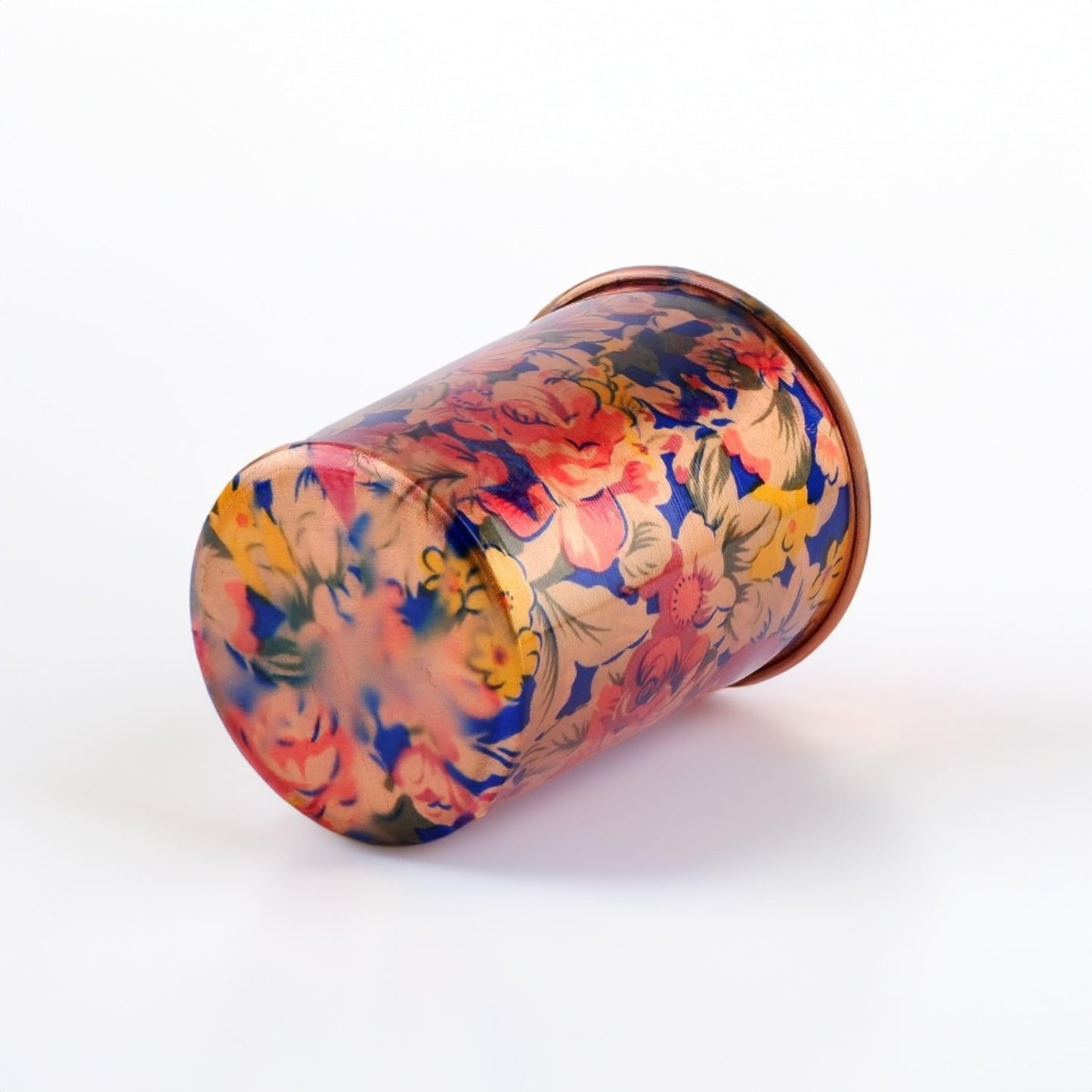 Exotic Elements Mīnākārī Art Designer Copper Tumblers | Immunity Booster, Protects Liver | Set of 2, 300ML each (Floral Sky)