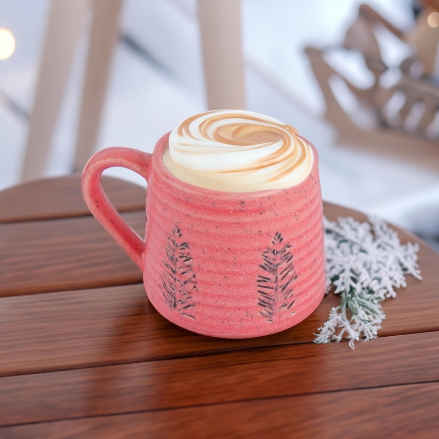 Exotic Elements Premium Handcrafted Stoneware Ceramic Coffee Mug | Perfect for Tea, Coffee, Cappuccino, Latte | 400ML (Flaming Pink)