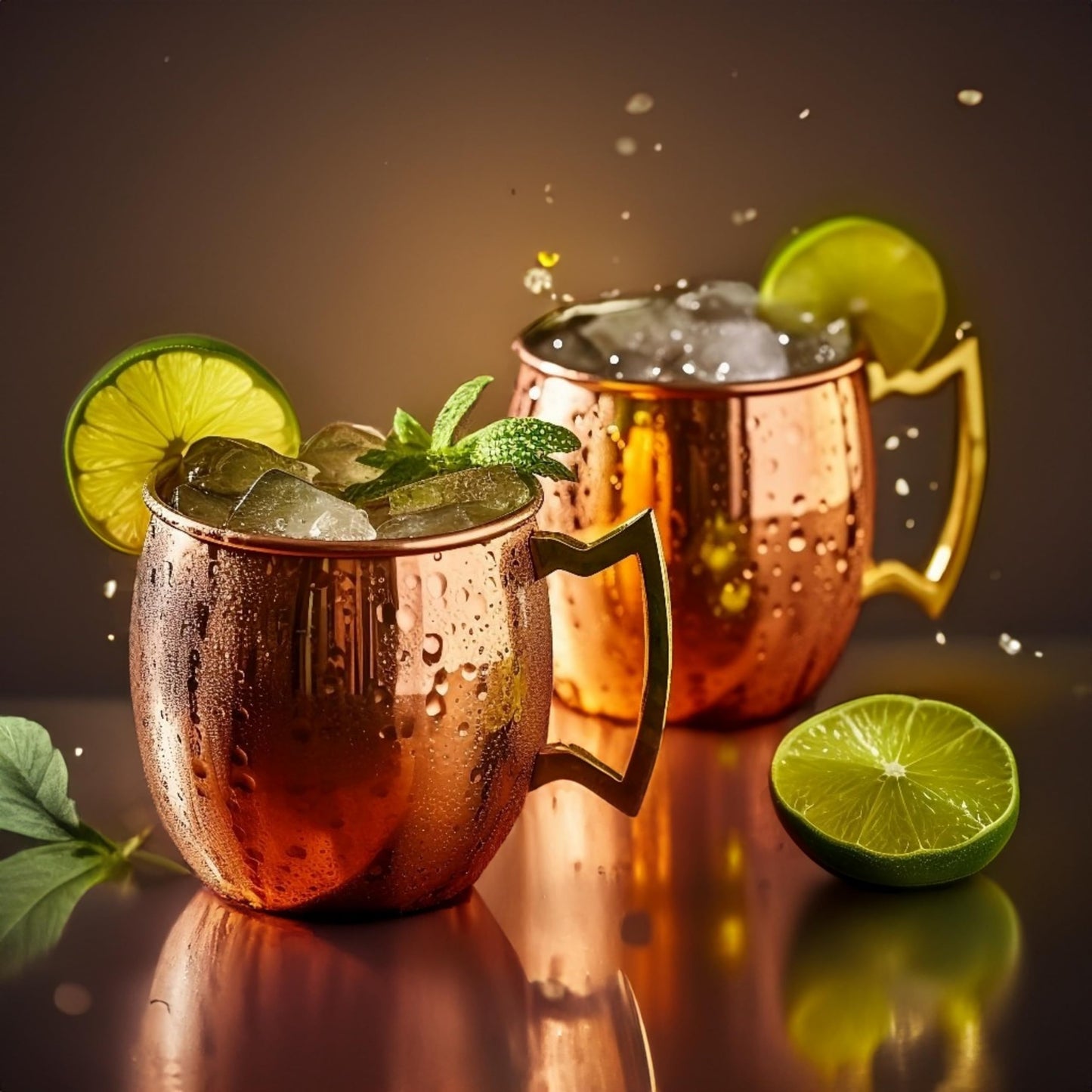 Exotic Elements Cocktail & Beer Mugs | 100% Pure Copper with Copper Coating inside | Set of 2, 550ML each (Plain Finish)
