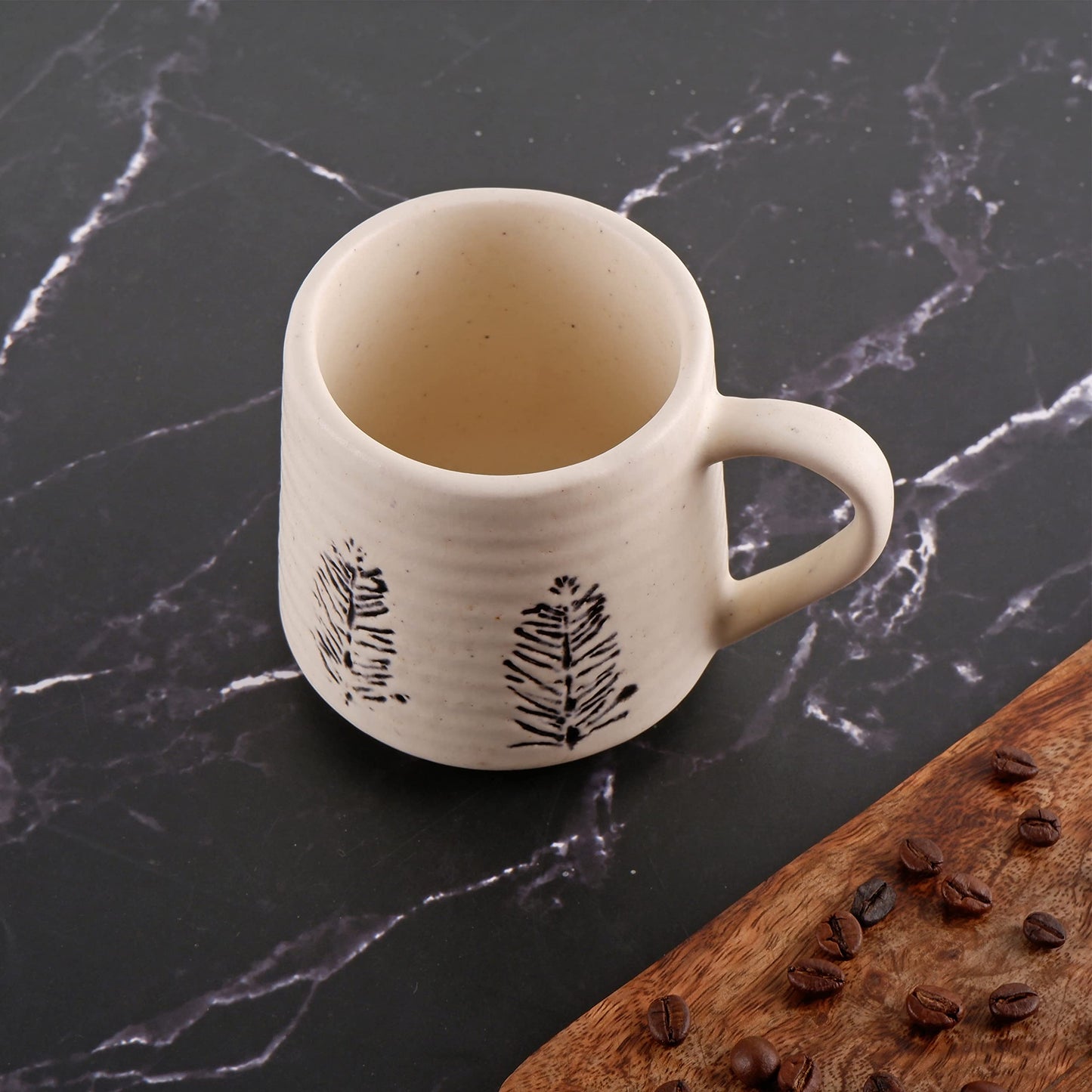 Exotic Elements Premium Handcrafted Stoneware Ceramic Coffee Mug | Perfect for Tea, Coffee, Cappuccino, Latte | 400ML (Snowy White)