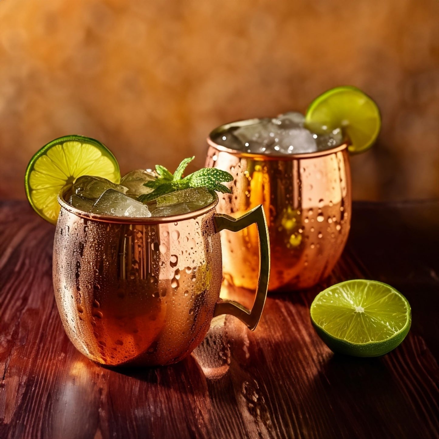 Exotic Elements Cocktail & Beer Mugs | 100% Pure Copper with Copper Coating inside | Set of 2, 550ML each (Plain Finish)