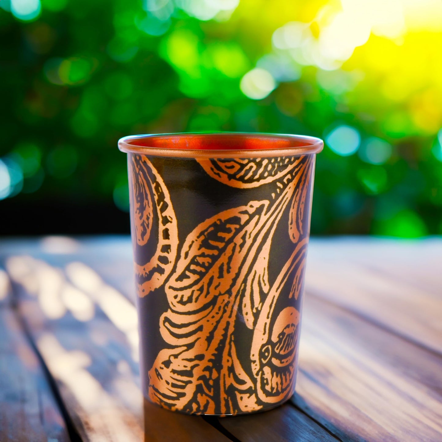 Exotic Elements Mīnākārī Art Designer Copper Tumblers | Immunity Booster, Protects Liver | Set of 2, 300ML each (Roaring Green)