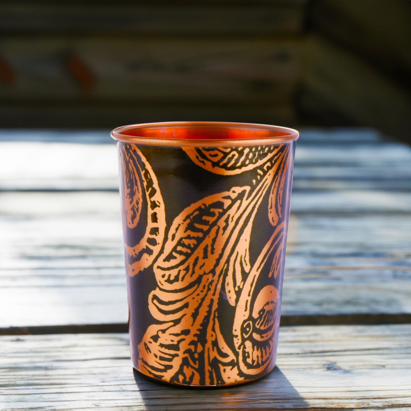 Exotic Elements Mīnākārī Art Designer Copper Tumblers | Immunity Booster, Protects Liver | Set of 2, 300ML each (Roaring Green)