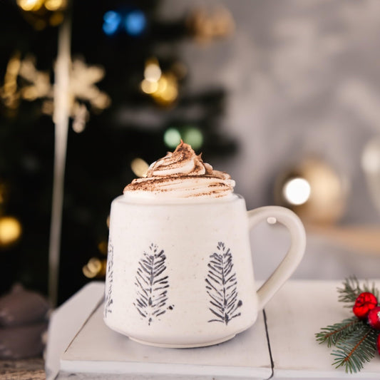 Exotic Elements Premium Handcrafted Stoneware Ceramic Coffee Mug | Perfect for Tea, Coffee, Cappuccino, Latte | 400ML (Snowy White)