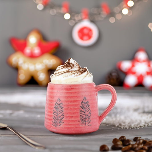 Exotic Elements Premium Handcrafted Stoneware Ceramic Coffee Mug | Perfect for Tea, Coffee, Cappuccino, Latte | 400ML (Flaming Pink)
