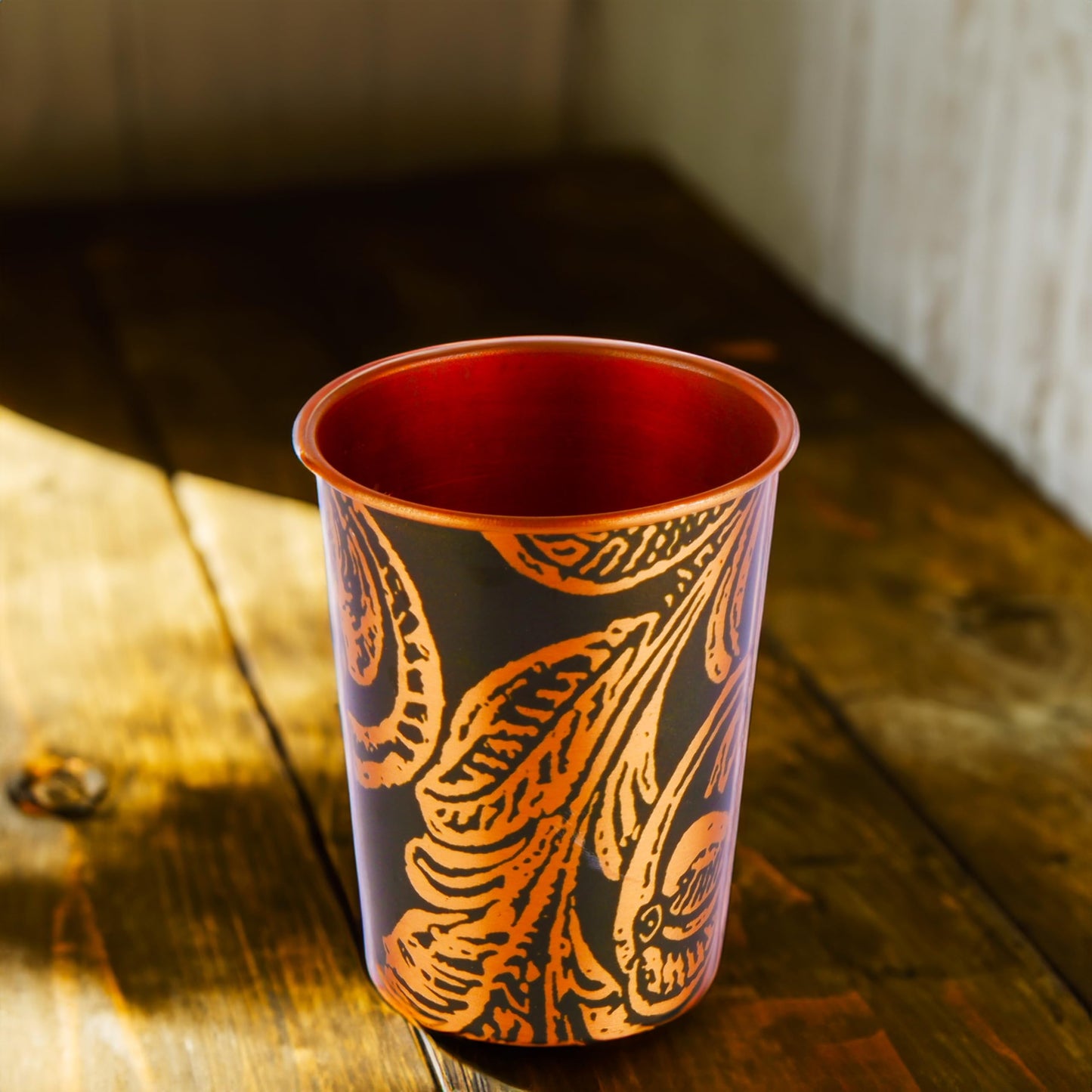 Exotic Elements Mīnākārī Art Designer Copper Tumblers | Immunity Booster, Protects Liver | Set of 2, 300ML each (Roaring Green)